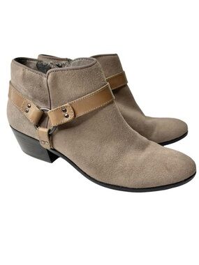 Sam Edelman Phoenix heeled tan suede ankle booties harness womens 8.5